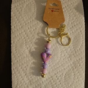 Handmade Purple Heart Purse Keyfinder Keychain